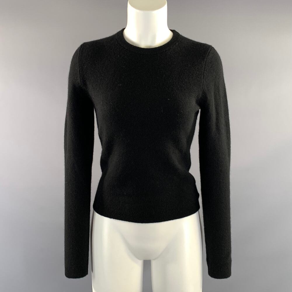 WHITE + WARREN Size S Black Cashmere Blend Knit Pullover Womens
